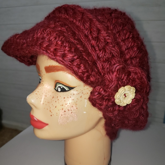 Accessories | Crochet Bill Hat Floral Accent | Poshmark